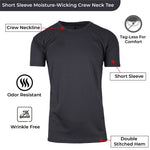 5-Pack Men's Short Sleeve Moisture-Wicking Quick Dry Performance Crew Neck Tee (S-2XL)