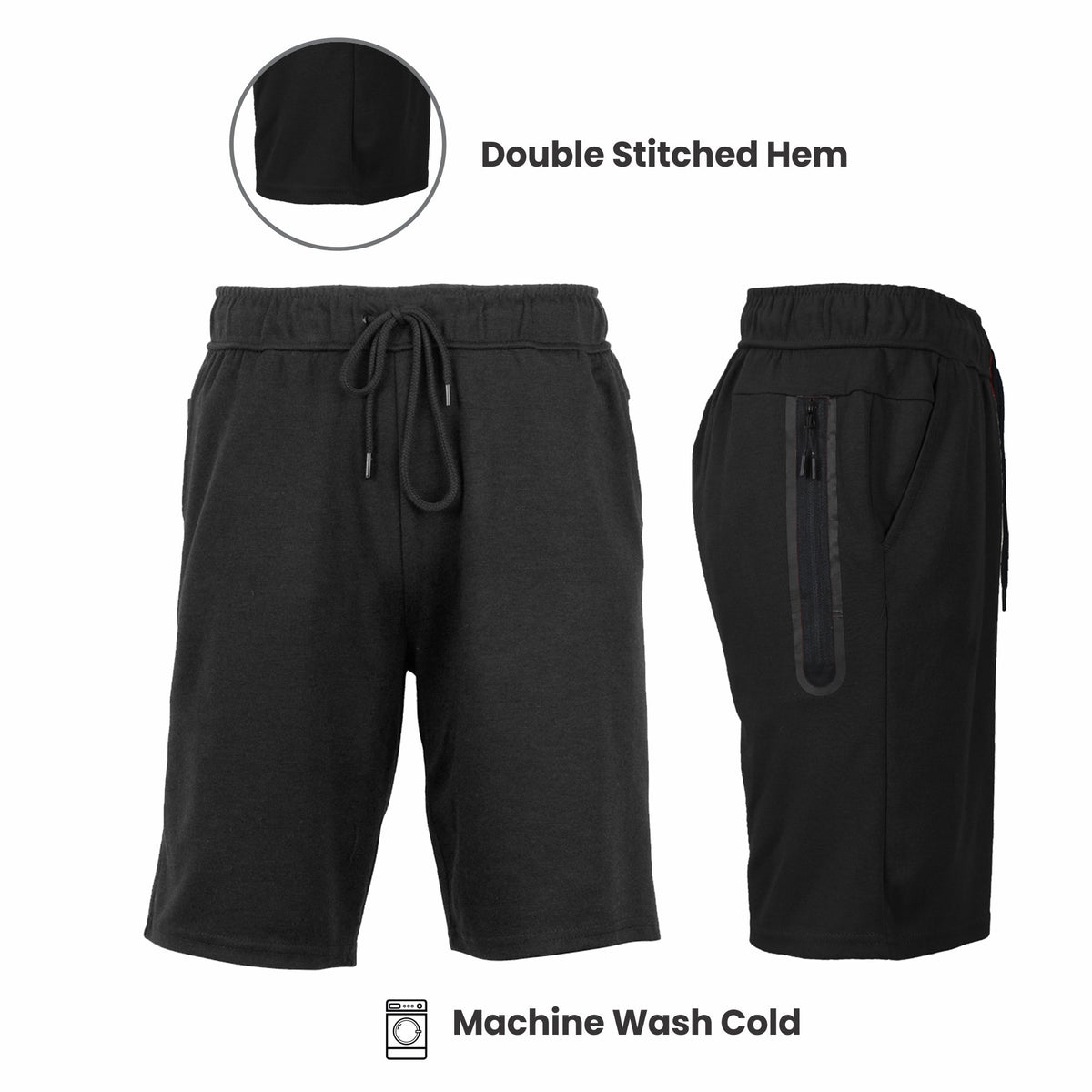 Men's Tech Fleece Performance Shorts With Heat Seal Zipper Pocket (Sizes, S-2XL)