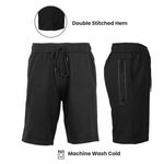Men's Tech Fleece Performance Shorts With Heat Seal Zipper Pocket (Sizes, S-2XL)