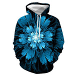 3D Graphic Printed Hoodies Blue Flower