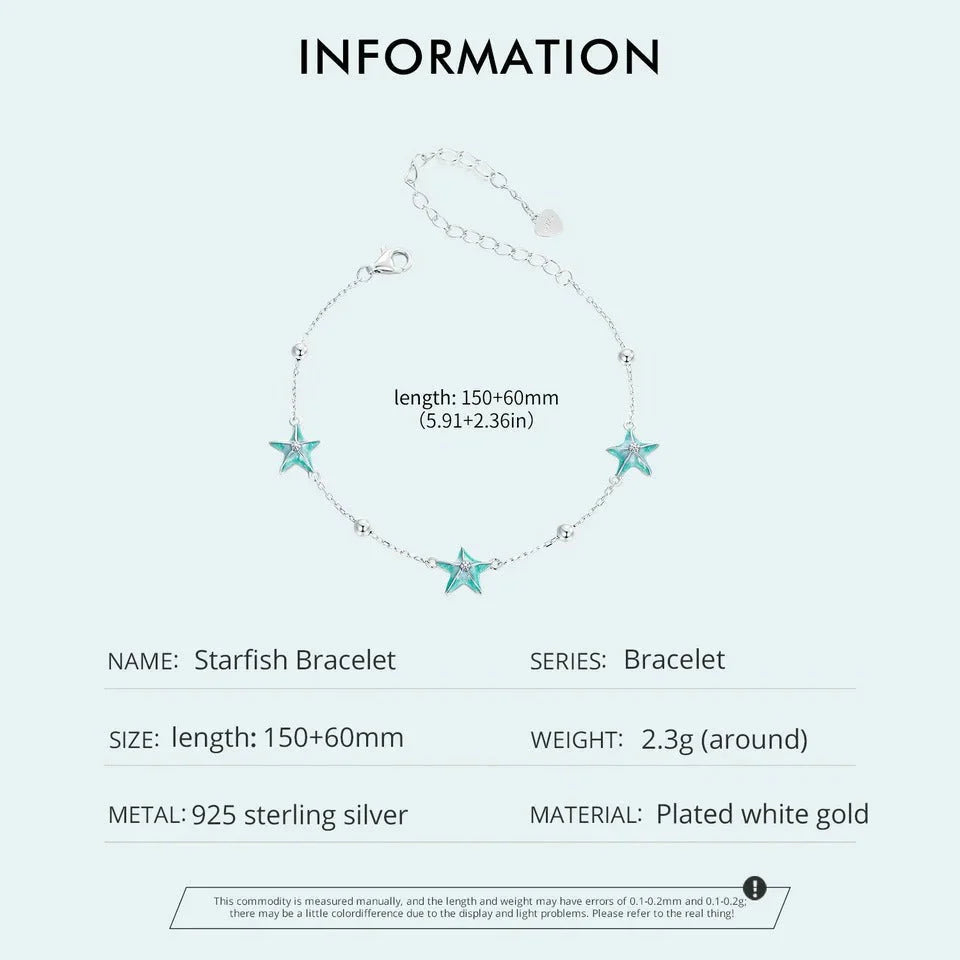 Gradient Blue-green Starfish Link Chain Bracelets